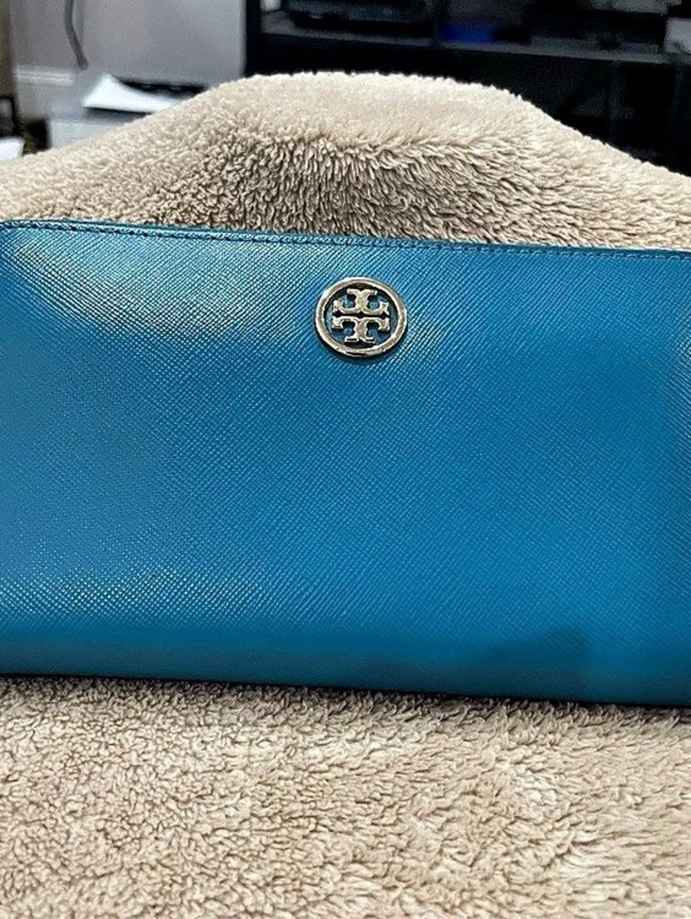 Tory Burch Zip Around Wallet Teal Blue